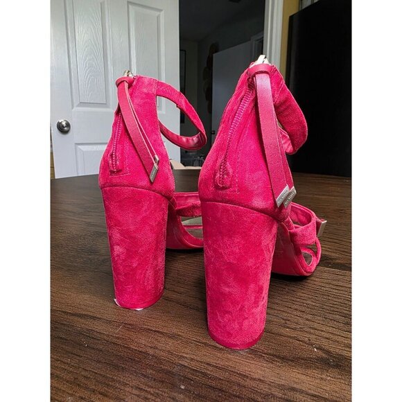 Ted Baker Red Suede High Heel Sandals Strappy Zipper Closure Size US 8 - Picture 5 of 16